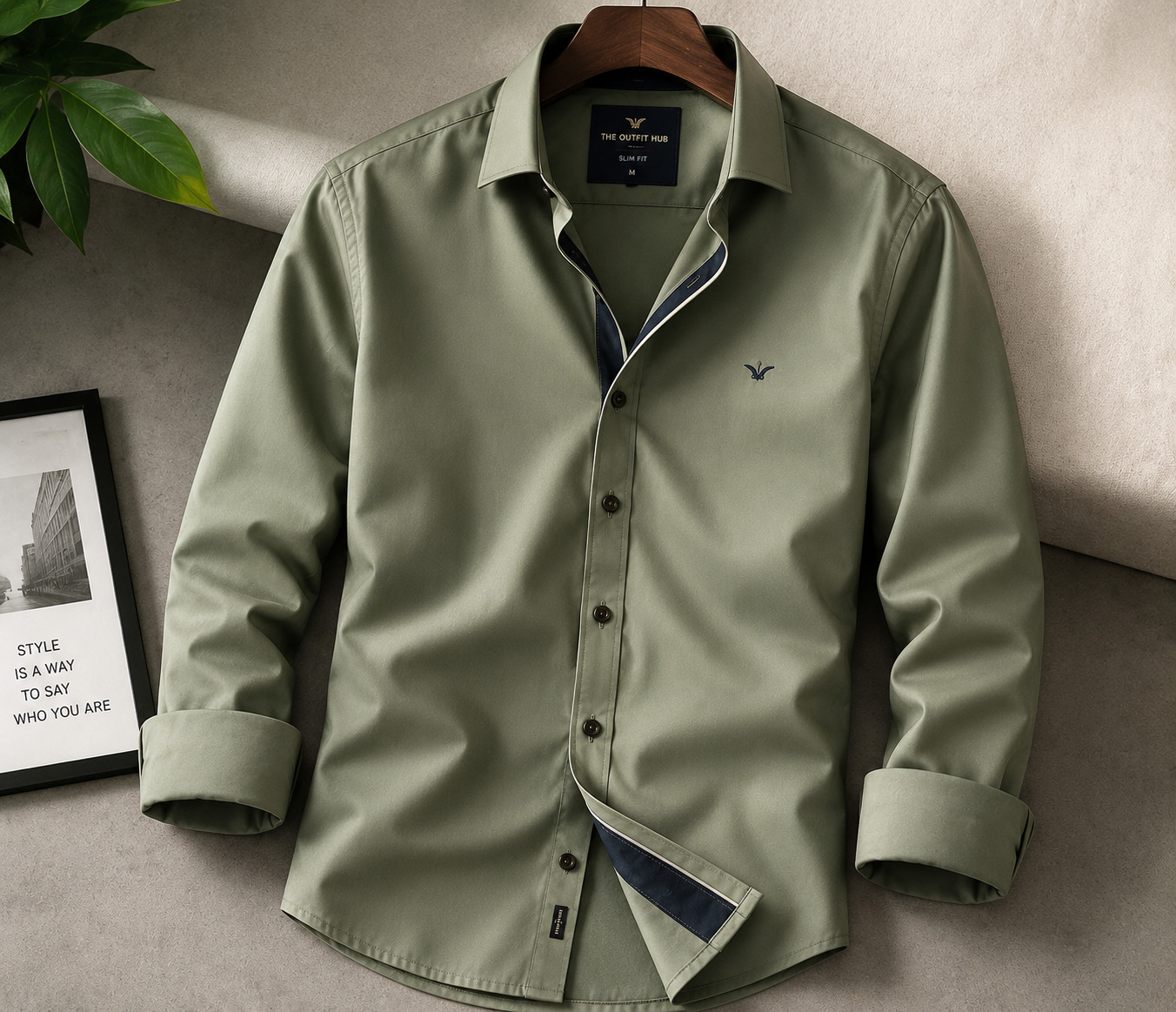   Olive Green Premium Cotton Shirt for Men